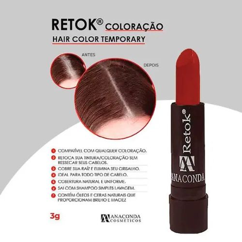 retok anaconda cabelo color 5.5 acaju, verm, acobread 3gr